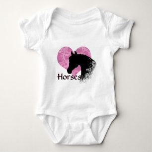 Body Para Bebé Caballo Corazón III (camo rosa)