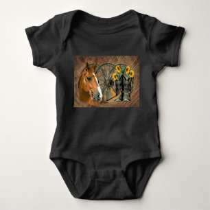 Body Para Bebé Caballo Cowboy Boots Rueda de vagón girasoles occi
