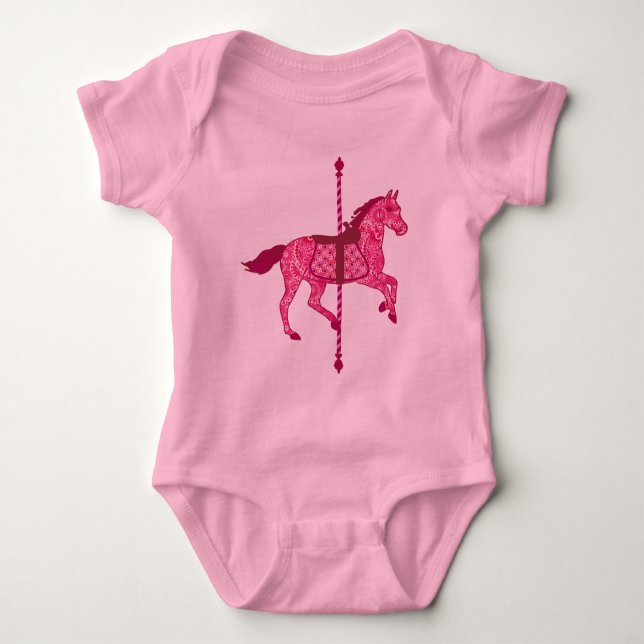 Body Para Bebé Caballo de carrusel - rosa de la fucsia (Anverso)