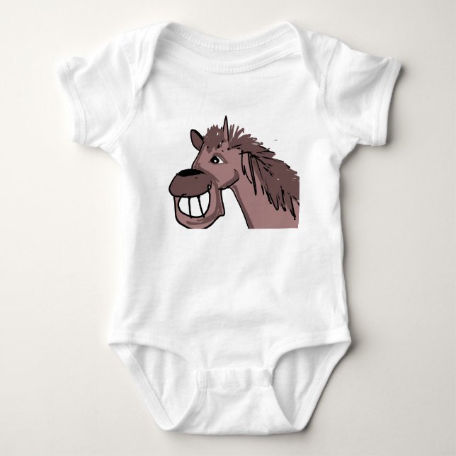 Body Para Bebé Caballo de dibujos animados sonriente divertido |  (Anverso)