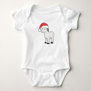 Body Para Bebé Caballo de Navidades curos y felices con Santa Hat