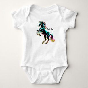 Body Para Bebé Caballo Luz de Neón Glitch Estilo Retro