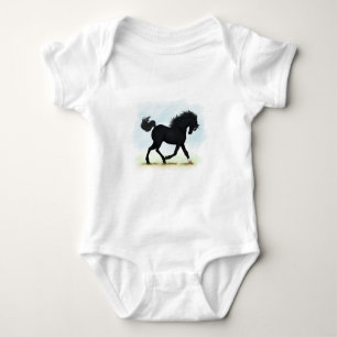 Body Para Bebé Caballo negro con estrella y pavo (belleza negra)