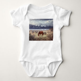 Body Para Bebé Caballo salvaje: El paisaje invernal de Nevada.