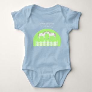 Body Para Bebé Caballos Blancos Hermosos Nombre Personalizado