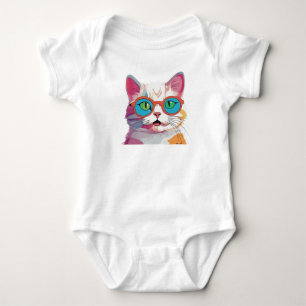 Body Para Bebé Cabeza De Gato Usando Gafas Clipart