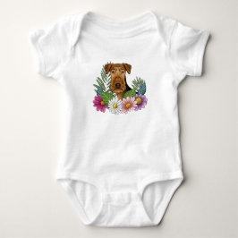 Body Para Bebé Cabeza de perro Terrier de Airedale Flores Colorid