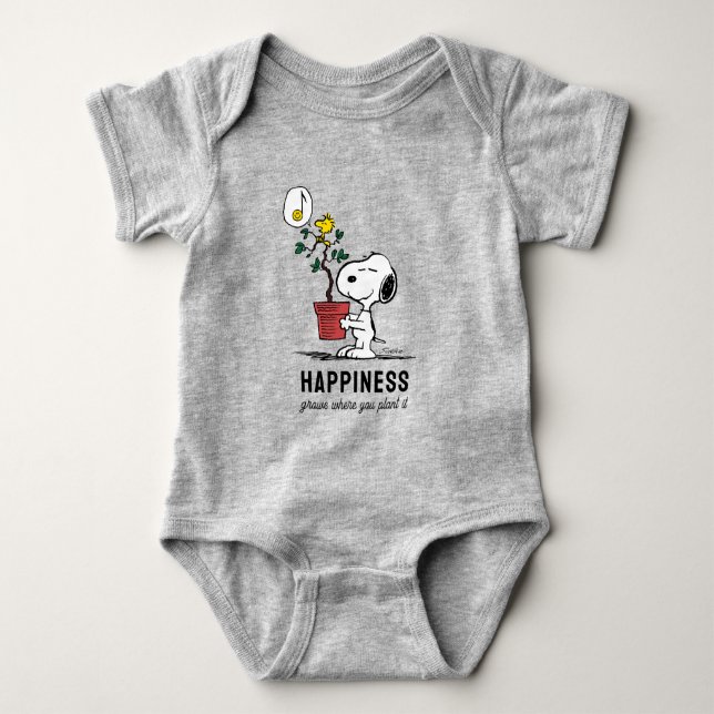 Body Para Bebé Cacahuetes | Árbol de la planta Snoopy & Woodstock (Anverso)