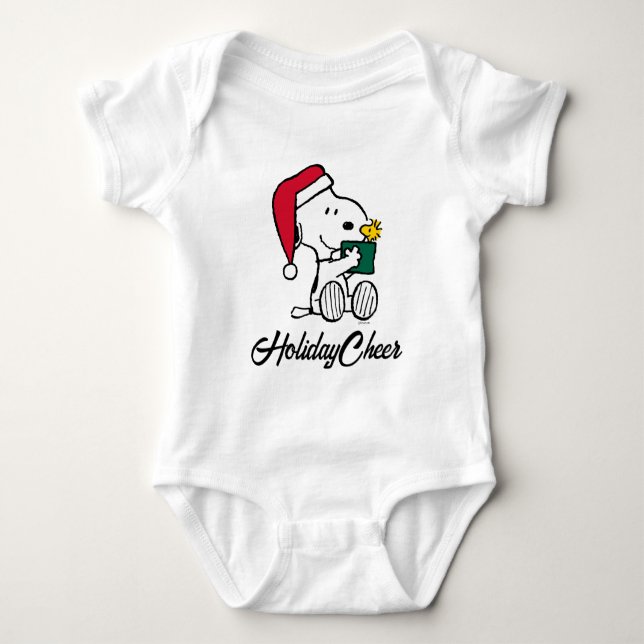 Body Para Bebé Cacahuetes | Regalo Snoopy Santa & Woodstock (Anverso)