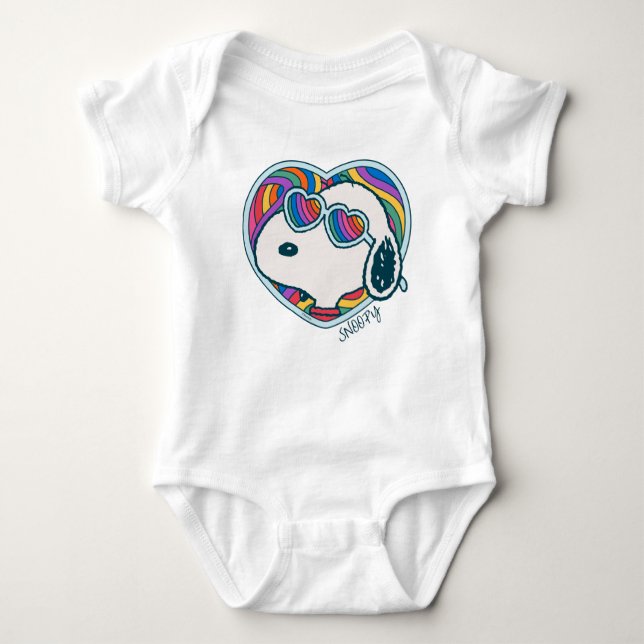 Body Para Bebé Cacahuetes | Snoopy Heart Rainbow (Anverso)