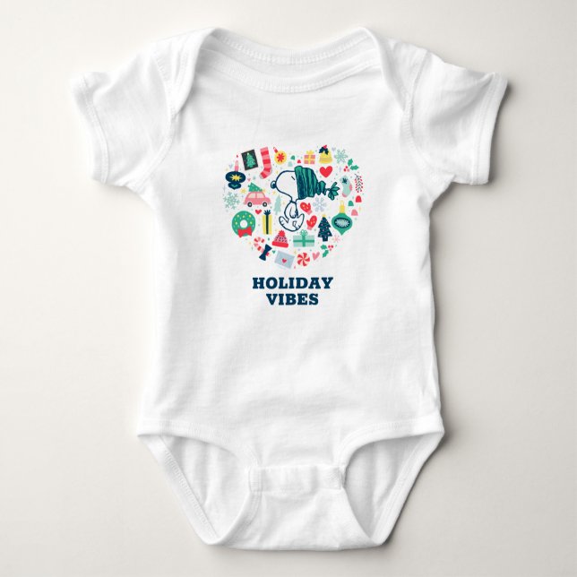 Body Para Bebé Cacahuetes | Snoopy Holiday Happiness Heart (Anverso)