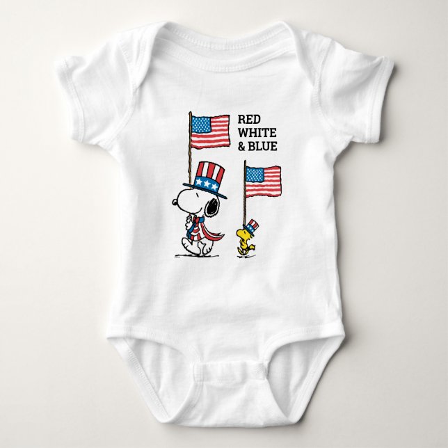 Body Para Bebé Cacahuetes | Snoopy & Woodstock Uncle Sams (Anverso)