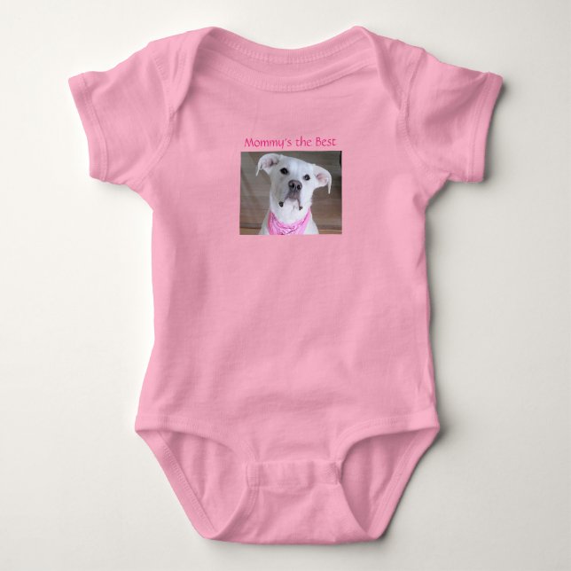 Body Para Bebé Cachorro blanco lindo dulce Mamá Rosa (Anverso)