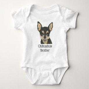 Body Para Bebé Cachorro Chihuahua Negro Marrón Personalizado