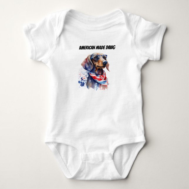 Body Para Bebé Cachorro Dachshund del 4 de Julio (Anverso)