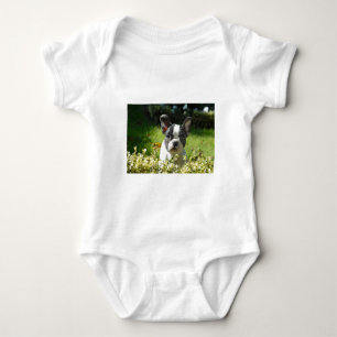 Body Para Bebé Cachorro de Bulldog Francés Blanco y Negro