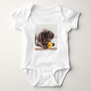 Body Para Bebé Cachorro de chocolate con pato de juguete