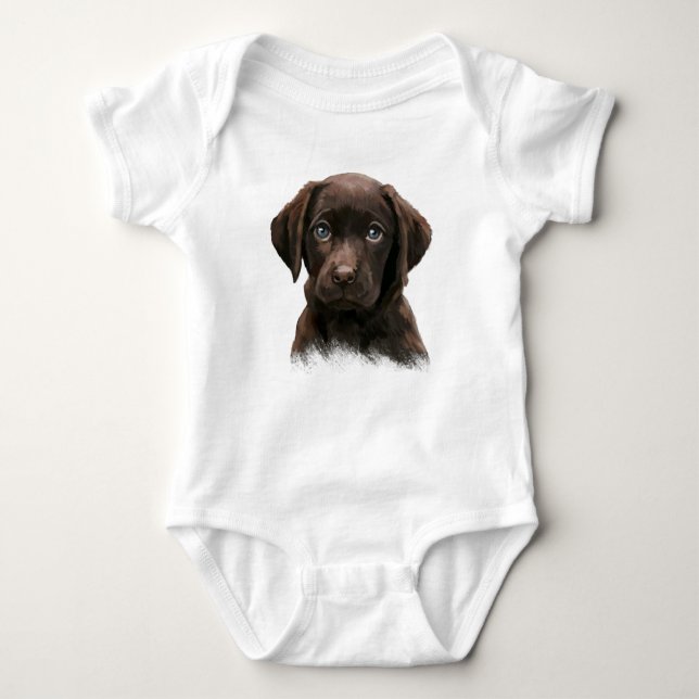 Body Para Bebé Cachorro de chocolate Labrador (Anverso)