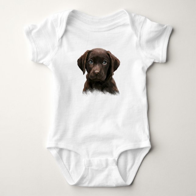 Body Para Bebé Cachorro de Labrador de Chocolate (Anverso)