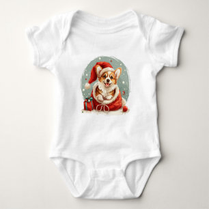 Body Para Bebé cachorro de Pembroke Welsh Corgi de Navidad
