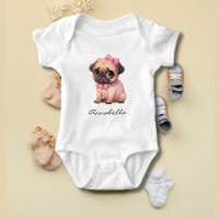 Cachorro De Pug Con Nombre Personalizado De Ilustr