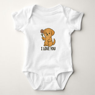 Body Para Bebé Cachorro dulce sosteniendo flor – TE QUIERO Perrit