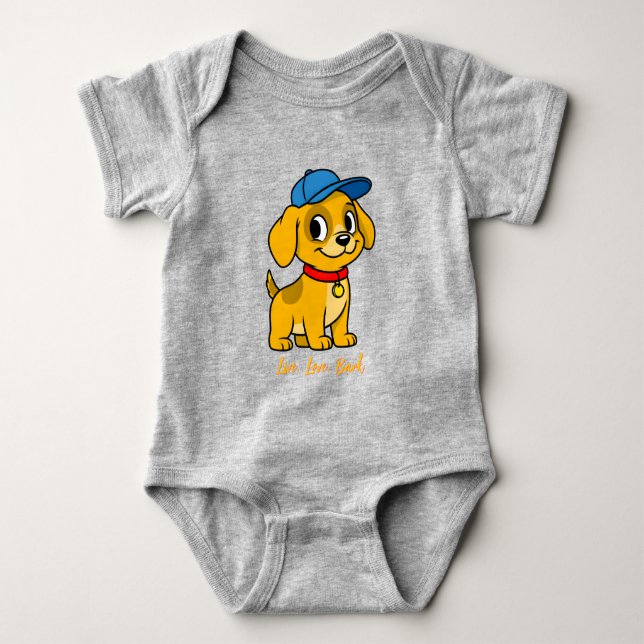 Body Para Bebé Cachorro Feliz con Gorra Azul (Anverso)