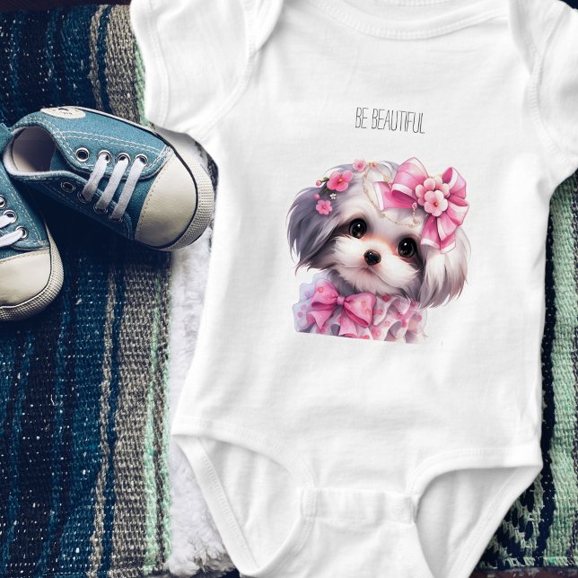 Body Para Bebé Cachorro Havanese Adorable Acuarela nombre persona (Cute Havanese puppy nursery art Baby Bodysuit  - Adorable Dog Accessories for Baby Girl's Room
)