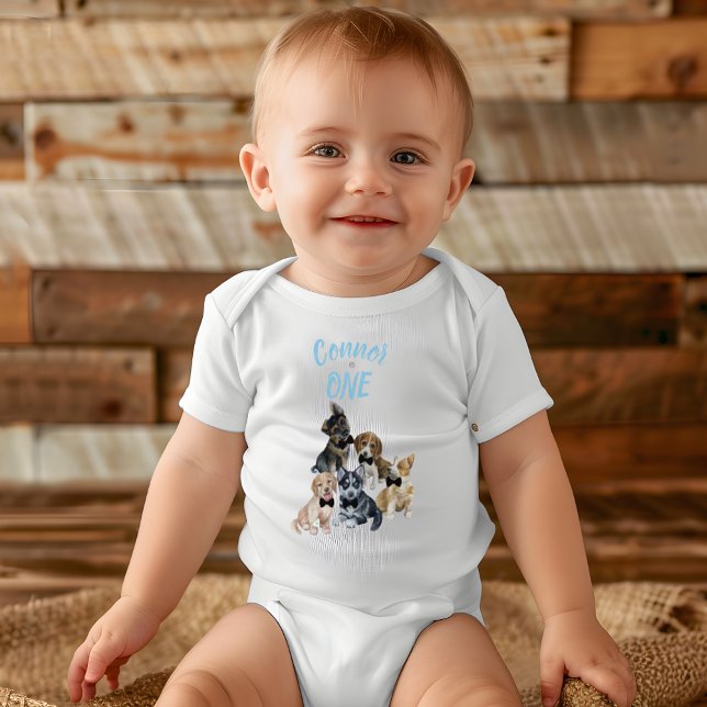 Body Para Bebé Cachorro 🐶 regalo de fiesta de cumpleaños de niño (Puppy 🐶 Boys First Birthday Party Gift Baby Bodysuit)