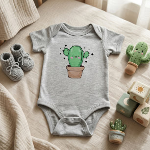 Body Para Bebé Cactus bebé Kawaii sonriente en jarrón con estrell
