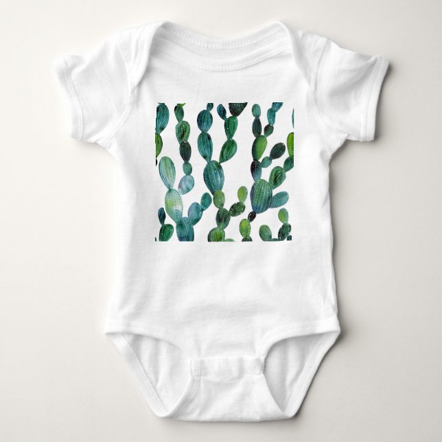 Body Para Bebé Cactus Craze: Tendencia de las acuarelas tropicale (Anverso)