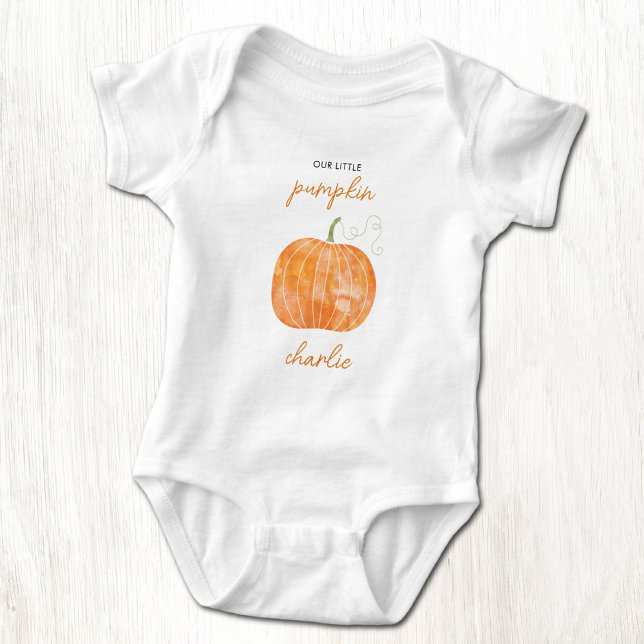 Body Para Bebé Calabacita Pequeña Otoño Personalizado (Little pumpkin personalized name onesir)