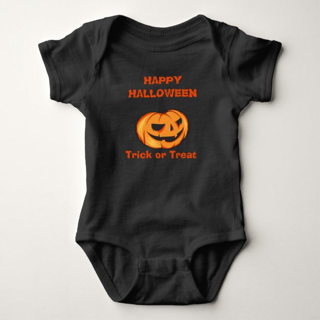 Body Para Bebé Calabaza asustada Feliz Halloween Baby Bodysuit (Anverso)