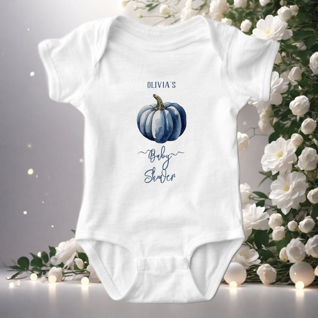 Body Para Bebé Calabaza azul acuarela niño niño ducha camiseta (Subido por el creador)