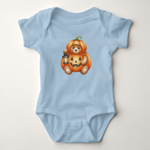 Body Para Bebé Calabaza con linterna, osito de peluche, Halloween