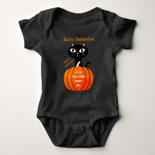 Body Para Bebé Calabaza de gato negro Naranja lindo mi primera Ha