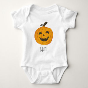 Body Para Bebé Calabaza de Jack-O-Lantern Monograma Nombre
