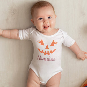 Body Para Bebé Calabaza de Jack O Lantern Personalizada Femenina