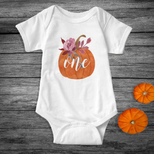 Body Para Bebé Calabaza floral de primer cumpleaños