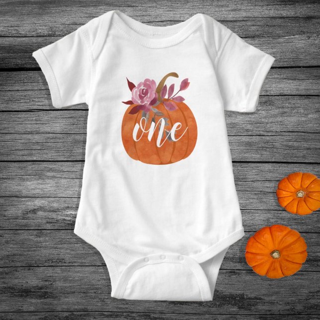 Body Para Bebé Calabaza floral de primer cumpleaños (Subido por el creador)