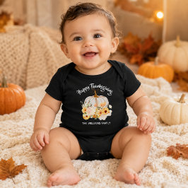 Body Para Bebé Calabaza floral personalizada Feliz Día de Acción