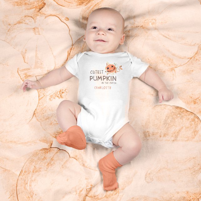 Body Para Bebé 🎃 Calabaza más Cuesta en la Halloween con parche  (Cutest Pumpkin in the Patch Handdrawn Halloween Baby Bodysuit ©Susanne Sachers - Sunny Mind Design)