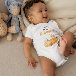 Body Para Bebé Calabaza moderna Naranja de calabaza con flores