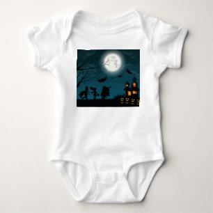 Body Para Bebé Calabazas de Halloween: Luna Azul Castillo Oscuro