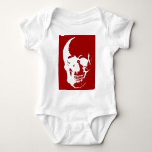 Body Para Bebé Calavera - Arte de fantasía metal rojo y blanco
