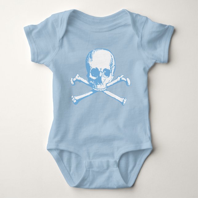 Body Para Bebé Calavera Azul Y Camiseta De Los Huesos (Anverso)