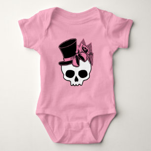 Body Para Bebé Calavera Cubierta Con Rosa De Sombrero Superior Do