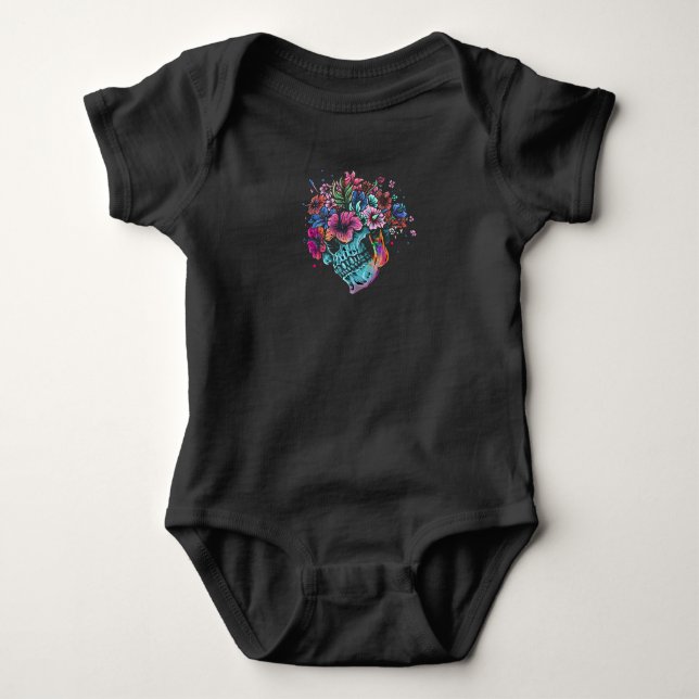 Body Para Bebé Calavera de Flor (Anverso)