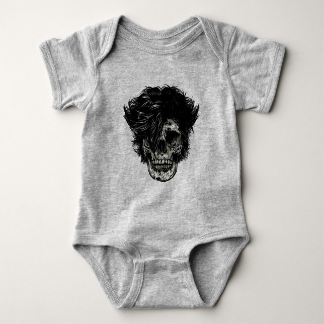Body Para Bebé Calavera de Rockstar con Cabello Salvaje (Anverso)