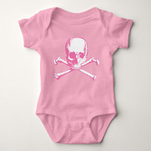 Body Para Bebé Calavera Rosa Y Camiseta Cruzada